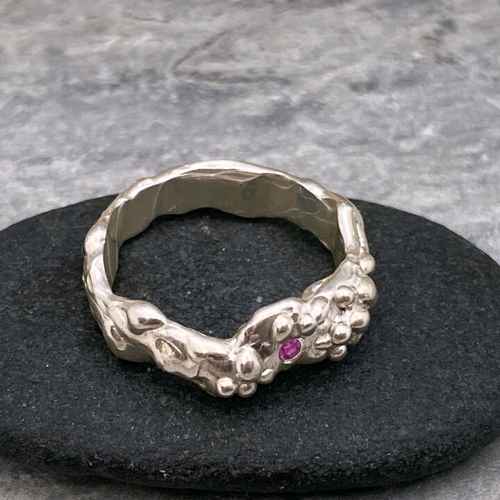 Pink sapphire silver ring 4