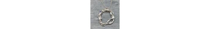 Recycled silver and Tanzanite circle pendant  3