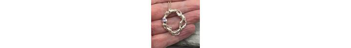 Recycled silver and Tanzanite circle pendant 