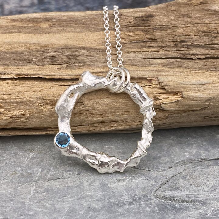 Topaz and silver circle necklace 3