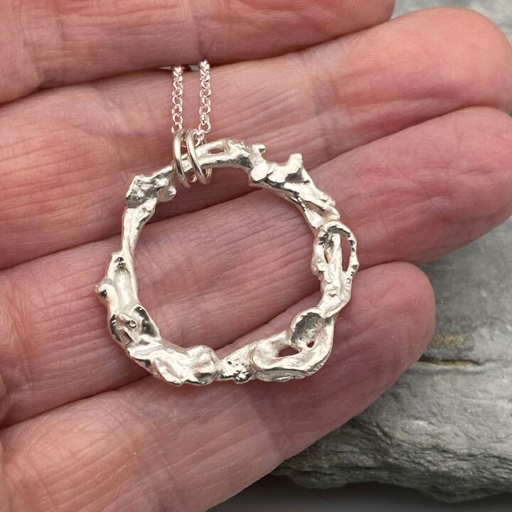 Recycled silver circle necklace  4