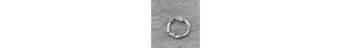 Pink sapphire organic silver pendant 4