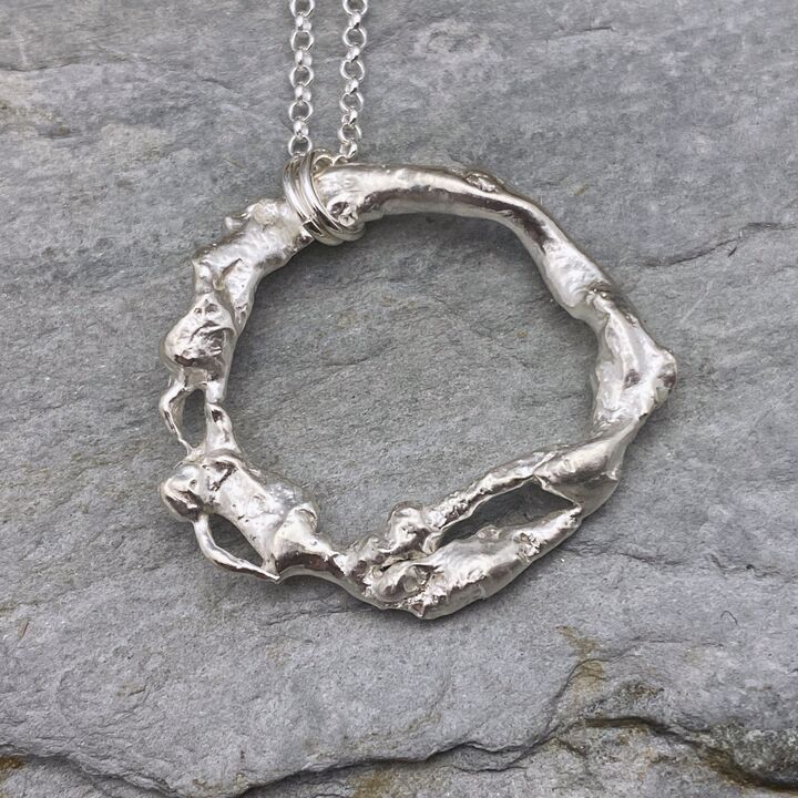 Recycled silver circle pendant