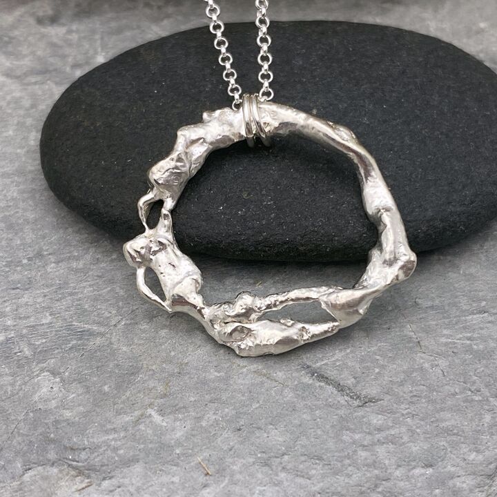 Recycled silver circle pendant 2