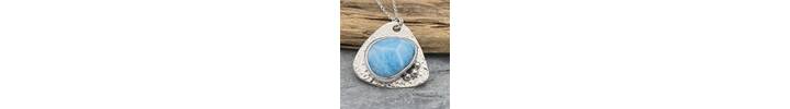 Triangular Larimar and silver pendant 4