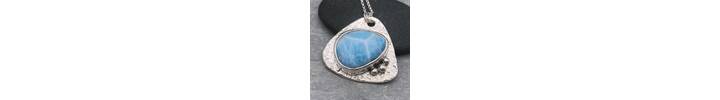 Triangular Larimar and silver pendant