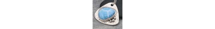 Triangular Larimar and silver pendant 5