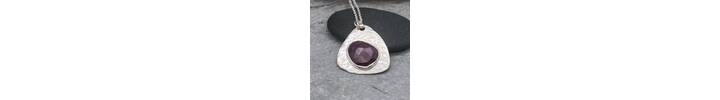 Large ruby and silver pendant