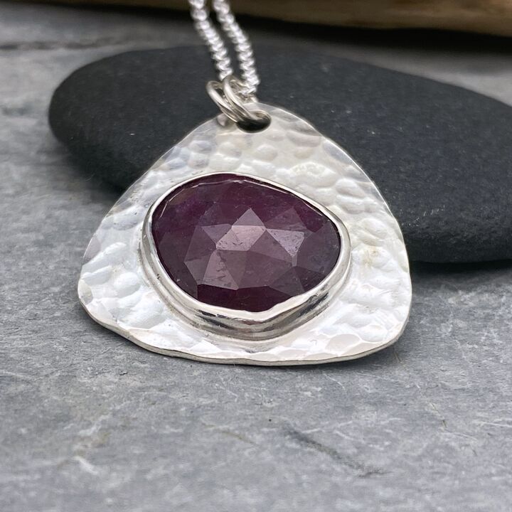 Large ruby and silver pendant 2