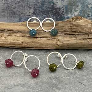 This is a picture of tourmaline and silver earrings
