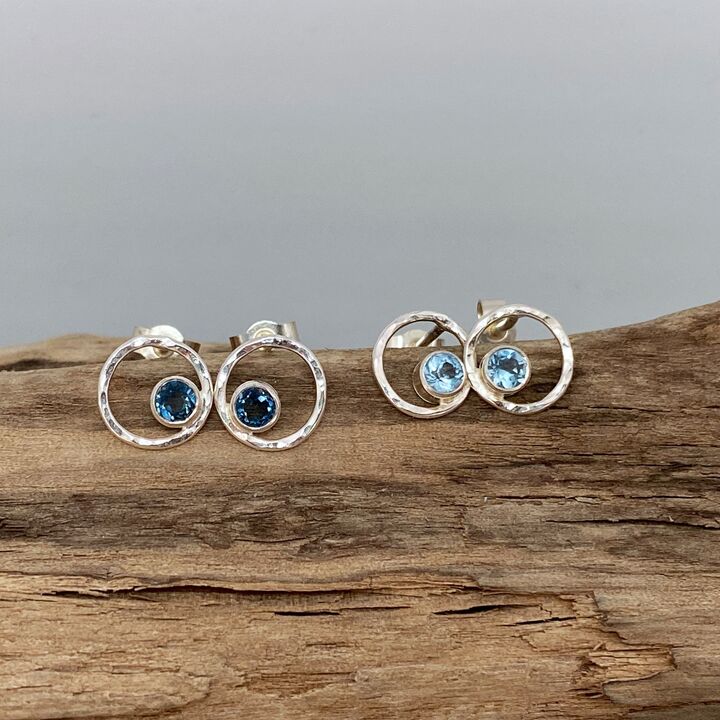 Small circle studs with Topaz stones 2