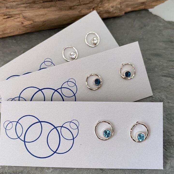 Small circle studs with Topaz stones